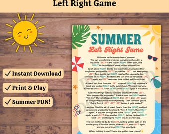 Summer Left Right Game: Fun Printable Party Activity (PDF Download)