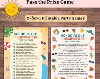 Last Day of School Party Games Bundle: Printable Left Right & Pass the Prize (PDF)