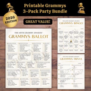 2026 Grammys Party Games Bundle – Ballot, Bingo, Trivia (PDF Printable Set