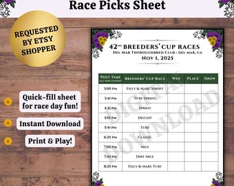 Breeders’ Cup Race Picks Sheet | Horse Racing Party Game (PDF)