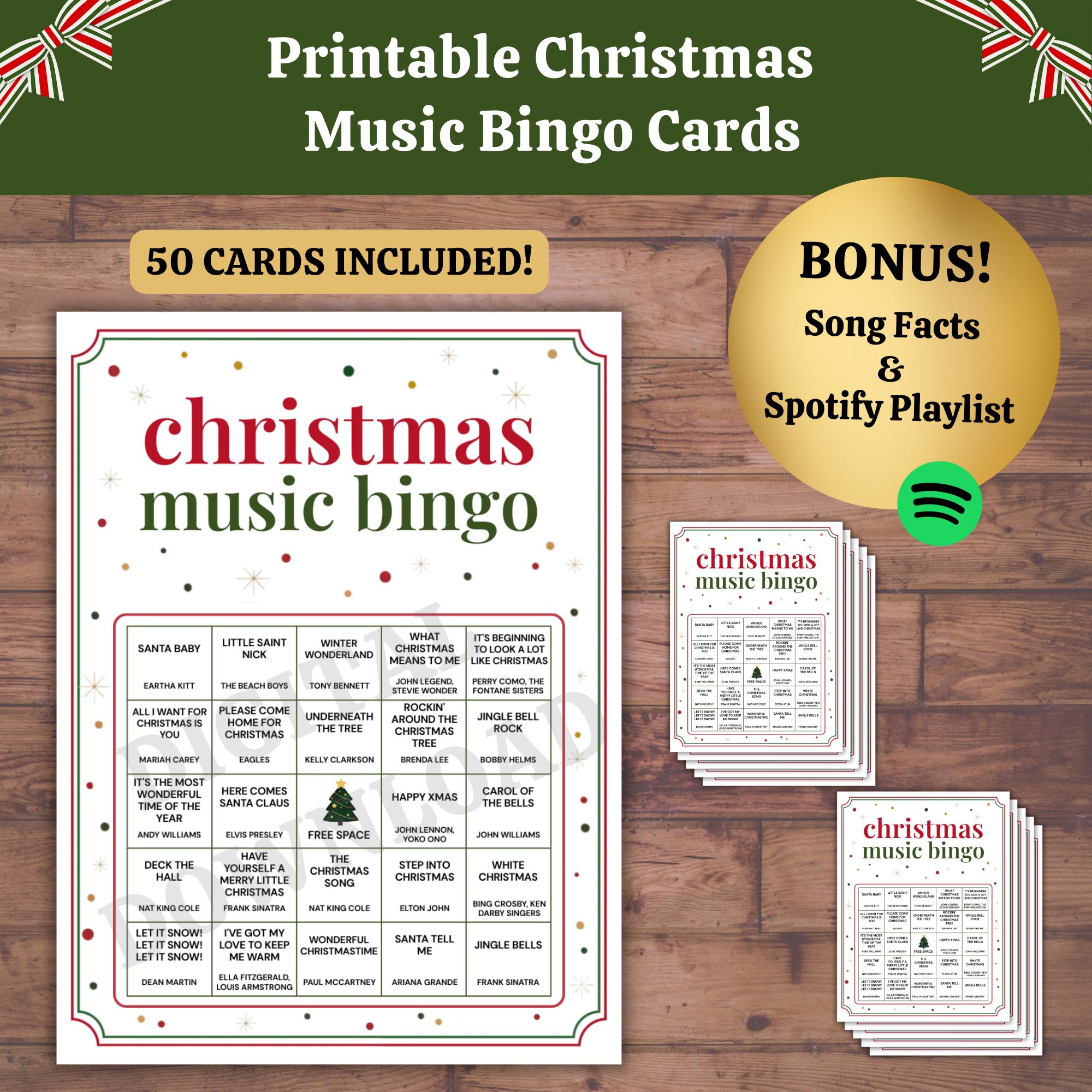 Christmas Music Bingo Game: 50 Printable Cards, Holiday Trivia & Spotify Playlist (PDF Download) - Etsy christmas-music-bingo-game-50-printable-cards-holiday-trivia-spotify-playlist-pdf-download-etsy