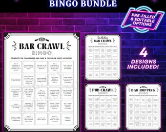 Cartelle del Bingo per il giro dei pub: gioco di società per il giro dei pub (PDF stampabile)