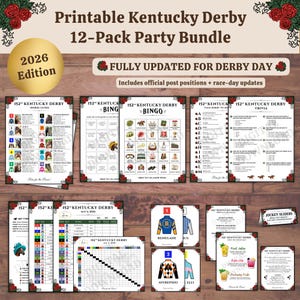 Kentucky Derby Party Games 2026: Printable Derby Bingo, Betting Sheets, Trivia, Horse Guide, Cocktail Food Menu, Post Positions