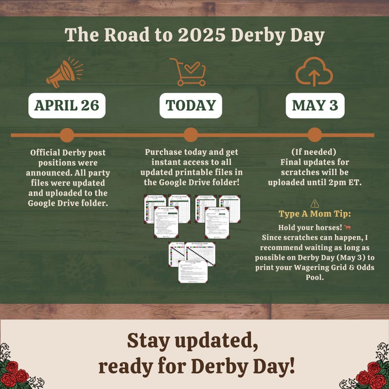 Kentucky Derby Betting Games Pack Rose Design (printable) Etsy