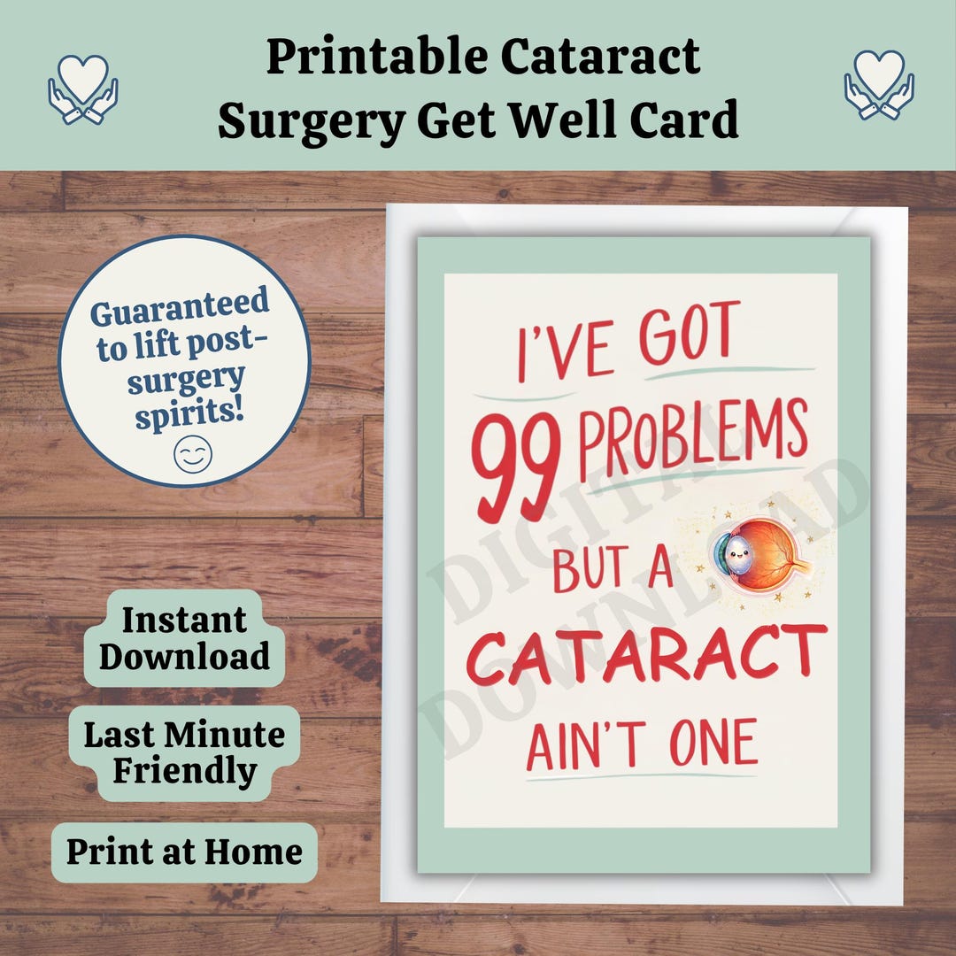 Post Op Humor Funny Cataract Surgery Card, Eye Recovery Humor, Post Op Get Well ...