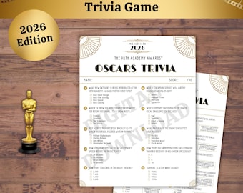 Oscars Trivia Game 2026: Printable Academy Awards Party Fun Facts & Answer Key, PDF Download