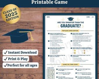 Graduation Trivia Game 2025 – Printable Teen Slang Quiz “Are You Smarter Than Graduate” PDF