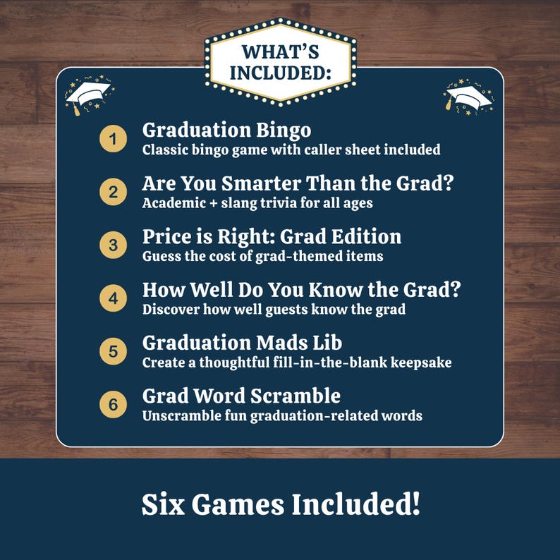 Printable Graduation Party Games Bundle, Graduation Bingo, Grad Trivia ...