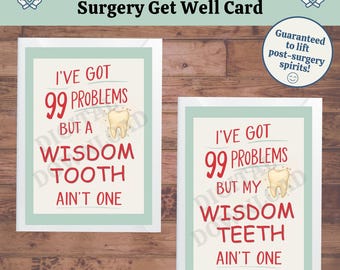 Funny Wisdom Teeth Surgery Get Well Card (PDF Printable)