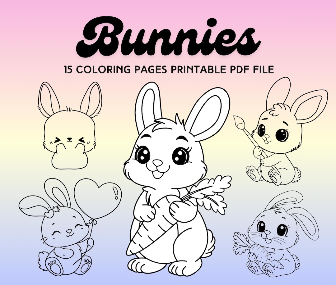 15 Bunny Coloring Pages for Kids | Printable PDF | Friendly, Cute ...