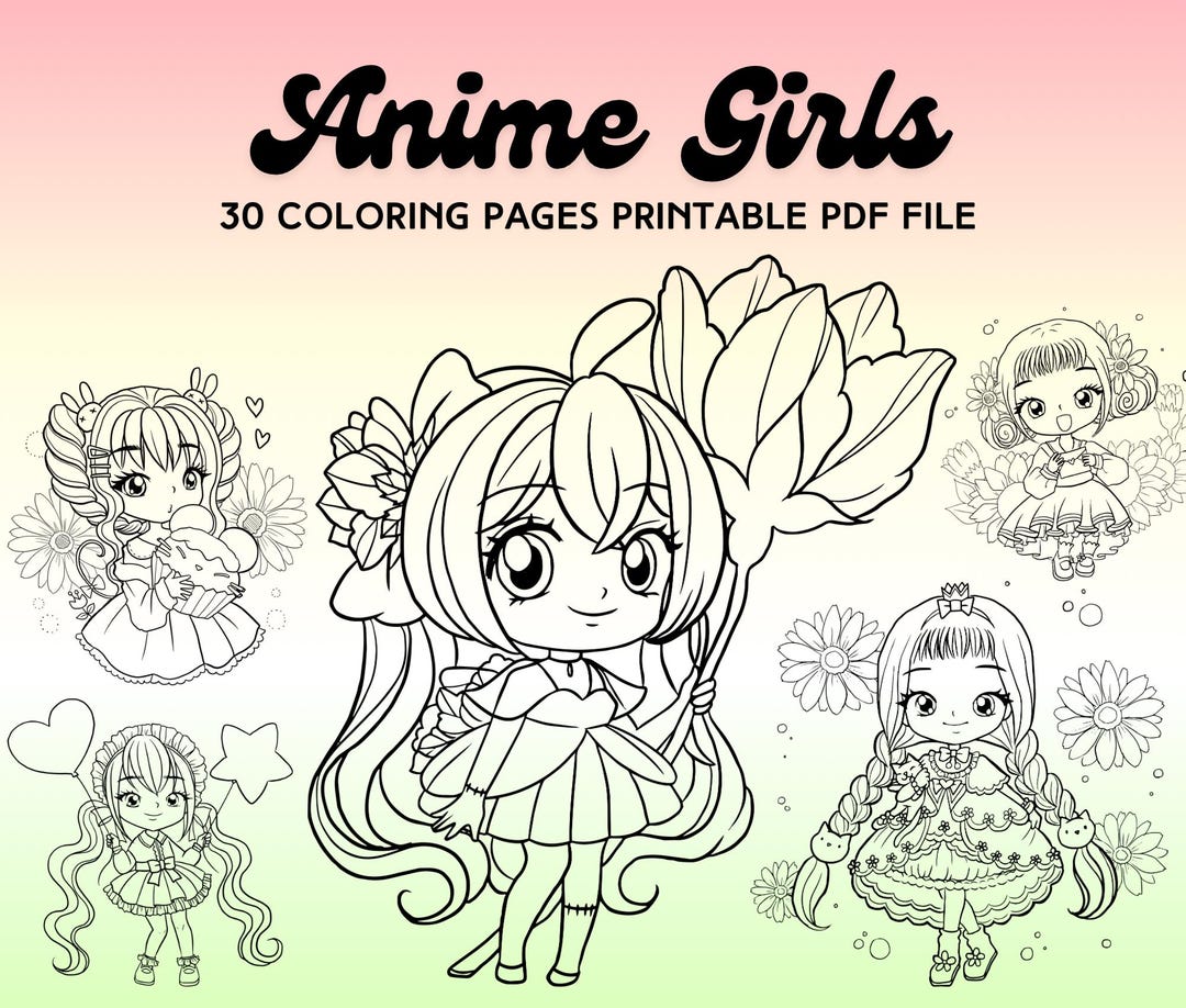 30 Anime Girls Coloring Pages for Kids | Printable PDF | Anime and ...