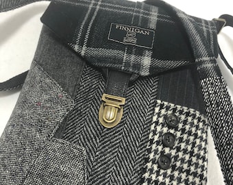 Recycled Wool Crossbody Bag, Upcycled Suit Coat Purse