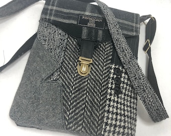 Recycled Suit Coat Crossbody Bag: Upcycled Wool Purse