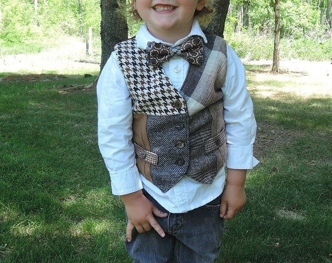 Little Boys Vest, Vintage Look Vest, Kids Photo Prop, Boys Wedding Vest