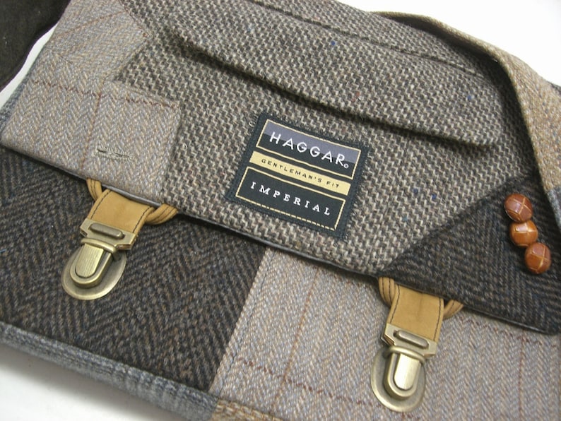 Messenger Bag, iPad Case, Eco Friendly Recycled Suit Coat image 1