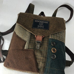 Backpack Recycled Backpack  bag, Mens Backpack Womens backpack Soft sided Bag Recycled Mens Suit Coat Bag Travel Bag