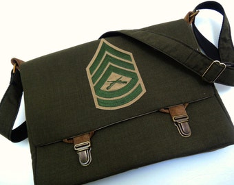 Custom Military Memory Messenger Bag: Recycled Clothing Keepsake