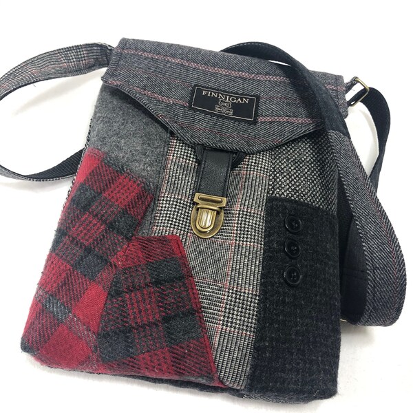 Recycled Purse Crossbody bag Crossbody Purse Recycled Crossbody Purse wool iPhone pocket Recycled mens suitcoat Tote bag