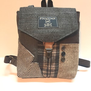 Backpack Recycled Backpack  bag, Mens Backpack Womens backpack Soft sided Bag Recycled Mens Suit Coat Bag Travel Bag