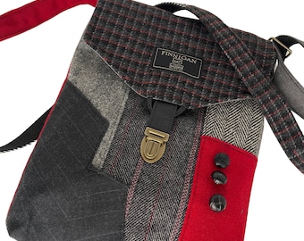 Recycled Wool Crossbody Bag: Upcycled Suit Coat Purse