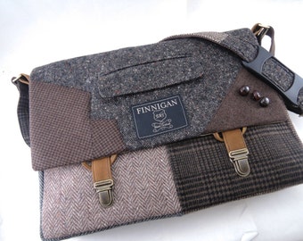 Recycled Suit Coat Laptop Messenger Bag, Custom 15" MacBook With laptop sleeve