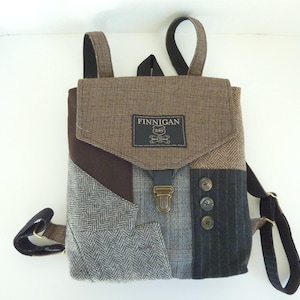 Backpack Recycled Backpack  bag, Mens Backpack Womens backpack Soft sided Bag Recycled Mens Suit Coat Bag Travel Bag messenger bag tote bag