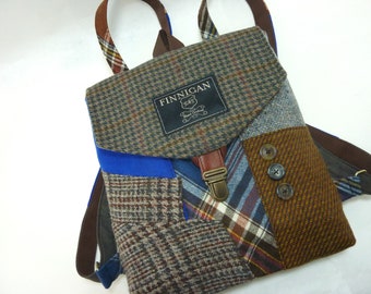 Recycled Suit Coat Backpack, Soft Sided Travel Bag