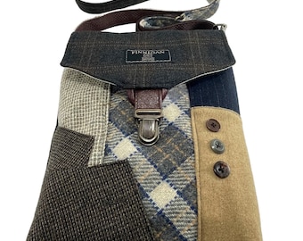 Bolso bandolera de traje reciclado con bolsillo para iPhone