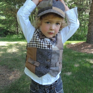 Little boys vest, Christmas vest, vintage look vest, kids photo prop, Wedding vest, Boys Wedding outfit, recycled suit vest, Boys wool vest