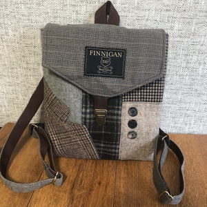 Backpack Recycled Backpack  bag, Mens Backpack Womens backpack Soft sided Bag Recycled Mens Suit Coat Bag Travel Bag tote bag.