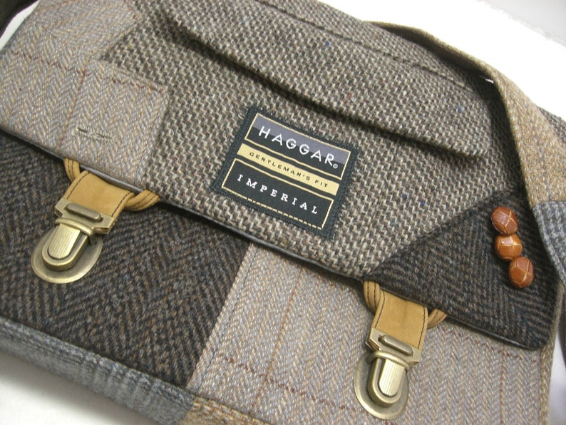 Messenger Bag, iPad Case, Eco Friendly Recycled Suit Coat image 3