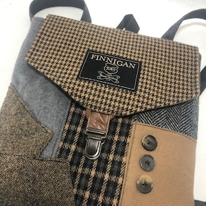 Backpack Recycled Backpack  bag, Mens Backpack Womens backpack Soft sided Bag Recycled Mens Suit Coat Bag Travel Bag