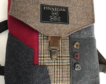 Recycled Suit Coat Backpack, Soft Sided Travel Bag