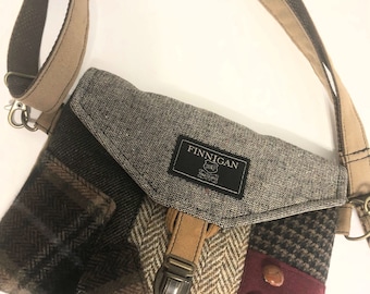 Recycled Suit Coat Crossbody Bag - Upcycled Tweed Fanny Pack