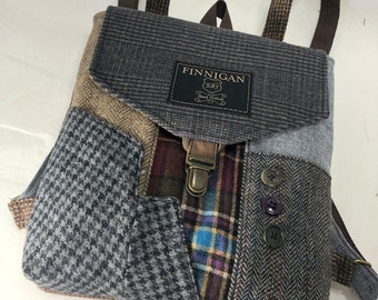 Upcycled Suit Coat Backpack, Recycled Soft Sided Bag
