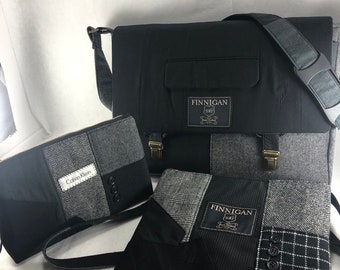 Custom Clothing Memorial Bag, Repurposed Fabric Messenger Bag, Keepsake
