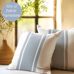 Coastal Throw Pillow Cadet Blue Stripe Cotton Beach Decor Farmhouse Style Accent Pillow Modern Design Home Gift Coastal Theme Throw Cushion