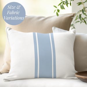 Coastal Throw Pillow Powder Blue Stripe Cotton Beach Decor Farmhouse Style Accent Pillow Modern Design Home Gift Coastal Theme Throw Cushion