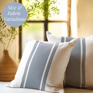 Coastal Throw Pillow Slate Blue Stripe Cotton Beach Decor Farmhouse Style Accent Pillow Modern Design Home Gift Coastal Theme Throw Cushion
