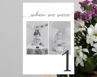 Plantilla de números de mesa para bodas, números de mesa con fotos, tarjetas con números de mesa para bodas, Canva editable para hacer uno mismo, 4 x 6, 5 x 7, 8 x 10, A3, A4, A5