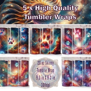 Paw Prints Tumbler Wrap x 5, 20 oz Tumbler Wrap, Dog Paw Print Sublimation, Paw Print PNG, Furr Baby Tumbler Wrap.