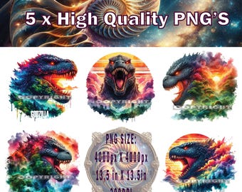 Godzilla PNG x 5, Godzilla Sublimation, Godzilla T-shirt Design, Godzilla vs Kong PNG, Godzilla Cake Topper. Digital Download