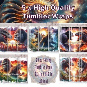 Godzilla vs Kong Tumbler Wrap x 5, 20 oz Tumbler Wrap, Godzilla Sublimation, Godzilla vs Kong PNG, Godzilla Tumbler Wrap, Kong Tumbler Wrap