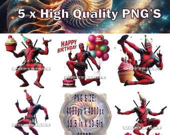 Deadpool-verjaardag png x 5, Deadpool T-shirtontwerp, Deadpool-sublimatie, Deadpool-taarttopper, Deadpool T-shirtontwerp