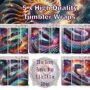 Jahr der Schlange Tumbler Wrap x 5, 20 Unzen Tumbler Wrap, Schlangensublimation, Schlange PNG, Schlangenhaut Tumbler Wrap, Schlangen Tumbler Wrap.