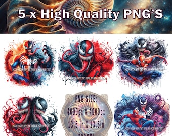 Spiderman And Venom png x 5, Spiderman And Venom T-shirtontwerp, Spiderman And Venom-sublimatie, Spiderman png PNGEgg png