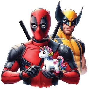 Deadpool and Wolverine, png x 5, Deadpool and Wolverine-T-shirtontwerp, Deadpool-sublimatie, Deadpool and Wolverine-film, png PNGEgg afbeelding 6