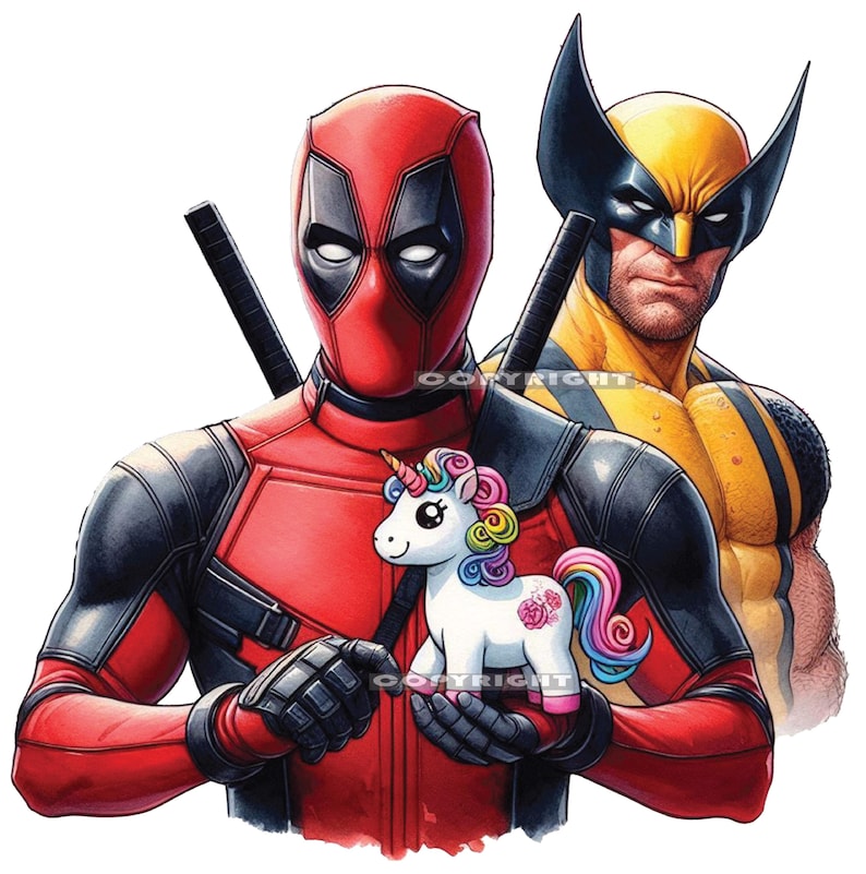 Deadpool and Wolverine, png x 5, Deadpool and Wolverine-T-shirtontwerp, Deadpool-sublimatie, Deadpool and Wolverine-film, png PNGEgg afbeelding 6