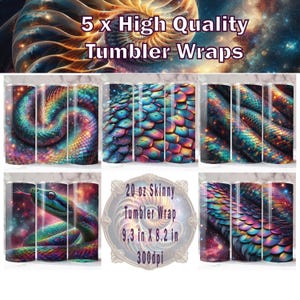 Jahr der Schlange Tumbler Wrap x 5, 20 Unzen Tumbler Wrap, Schlangensublimation, Schlange PNG, Schlangenhaut Tumbler Wrap, Schlangen Tumbler Wrap.