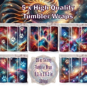 Paw Prints Tumbler Wrap x 5, 20 oz Tumbler Wrap, Dog Paw Print Sublimation, Paw Print PNG, Furr Baby Tumbler Wrap.